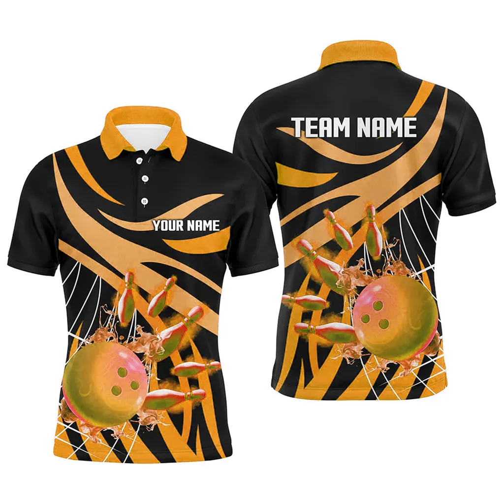 Spiderweb Bowling Ball And Pins Team League Multicolor Option 3D Polo Shirt, Idea Gift for Bowling Lovers