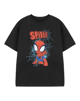 Spidey and His Amazing Friends Spidey Webs Boys Black Short Sleeved T-Shirt