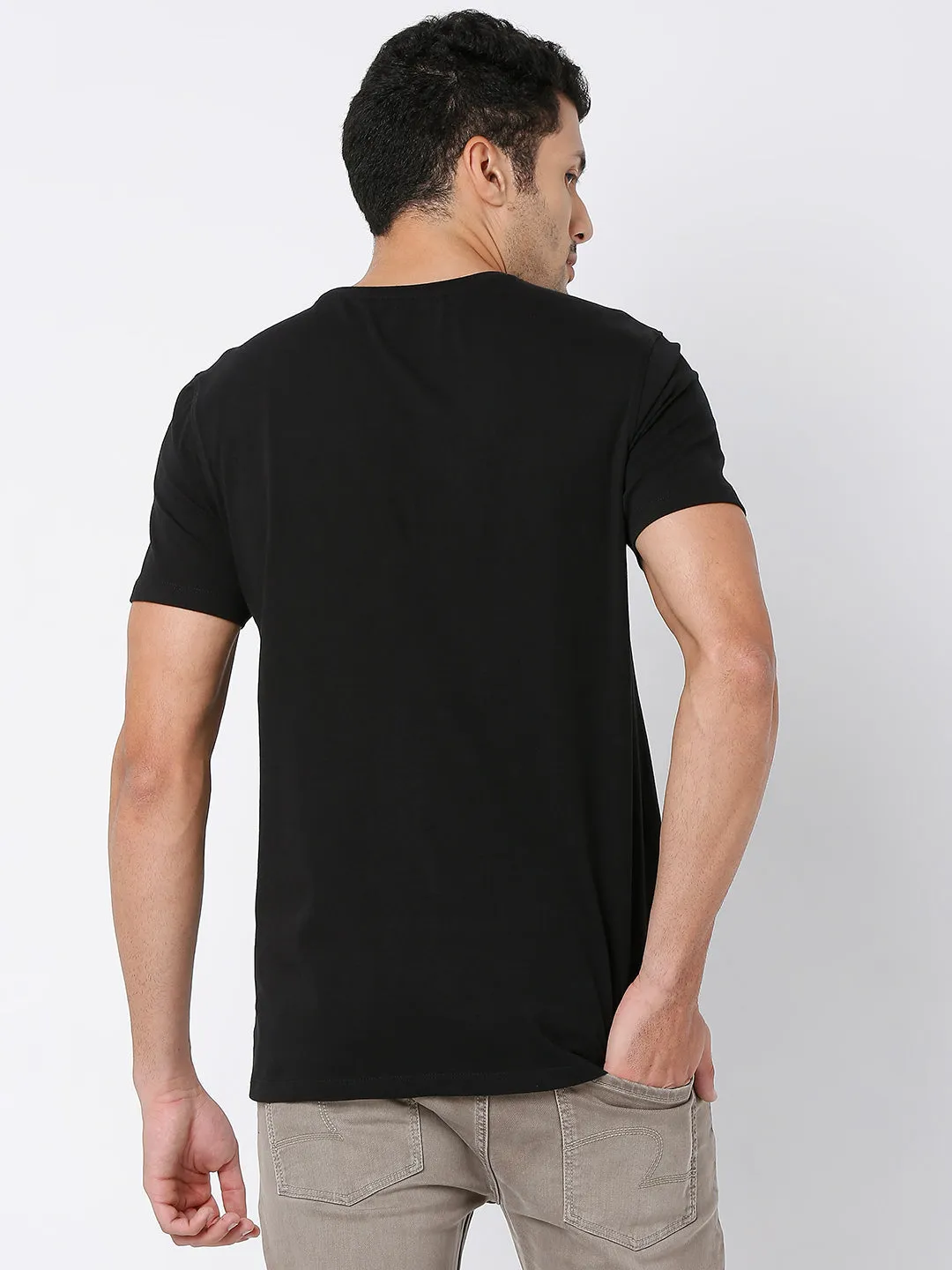 Spykar Men Black Cotton Half Sleeve Printed Casual T-Shirt