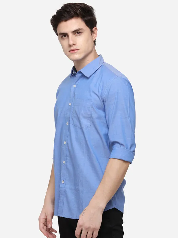 Steel Blue Tailored Fit Solid Casual Shirt | JadeBlue