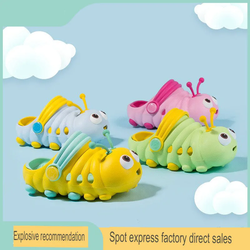 Summer children's slippers for small and medium-sized children cartoon boys and girls infants and toddlers caterpillar hole shoes baby sandals indoor