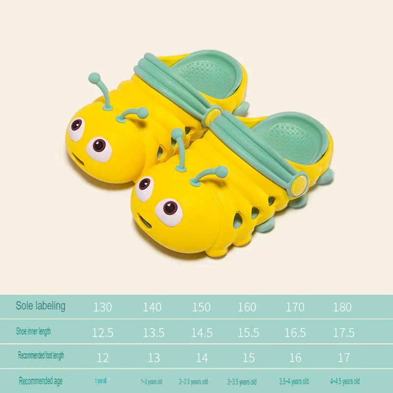 Summer children's slippers for small and medium-sized children cartoon boys and girls infants and toddlers caterpillar hole shoes baby sandals indoor