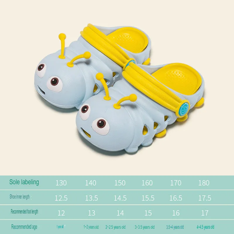 Summer children's slippers for small and medium-sized children cartoon boys and girls infants and toddlers caterpillar hole shoes baby sandals indoor