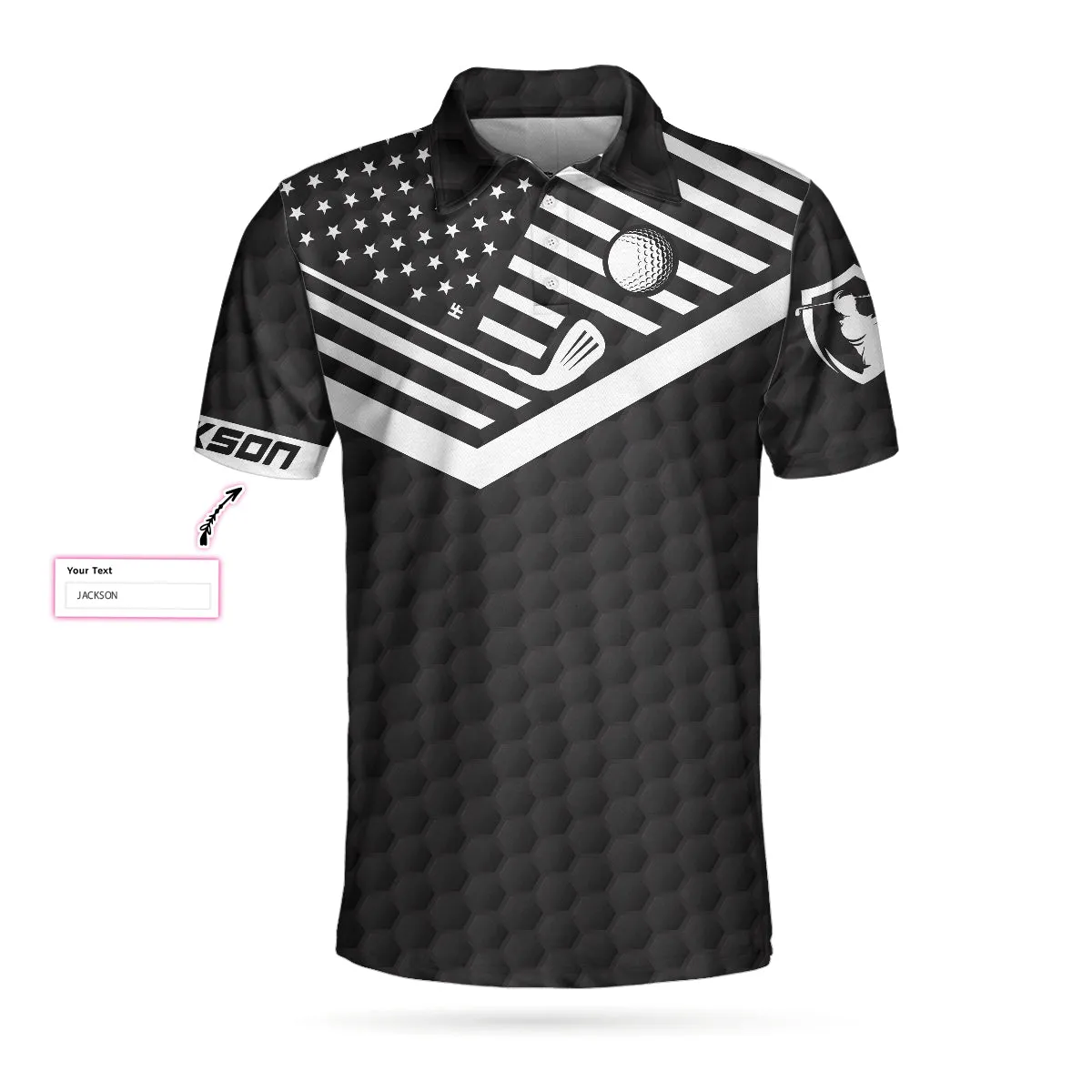 Sun Sand And Swing Custom Polo Shirt, Personalized Black American Flag Golf Shirt For Men Coolspod