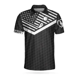 Sun Sand And Swing Custom Polo Shirt, Personalized Black American Flag Golf Shirt For Men Coolspod