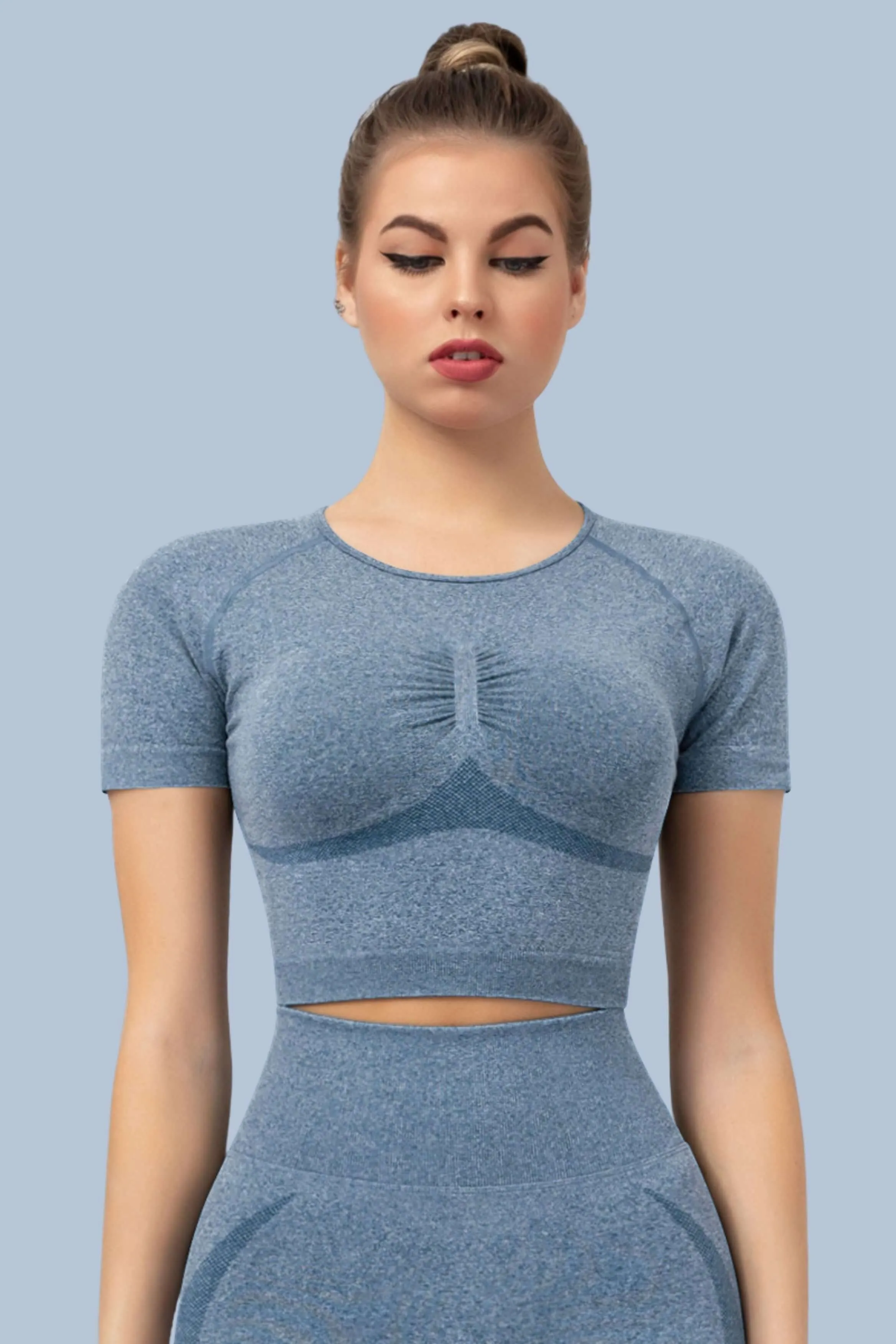 Superfit breathable Workout Crop Tops Short sleeves