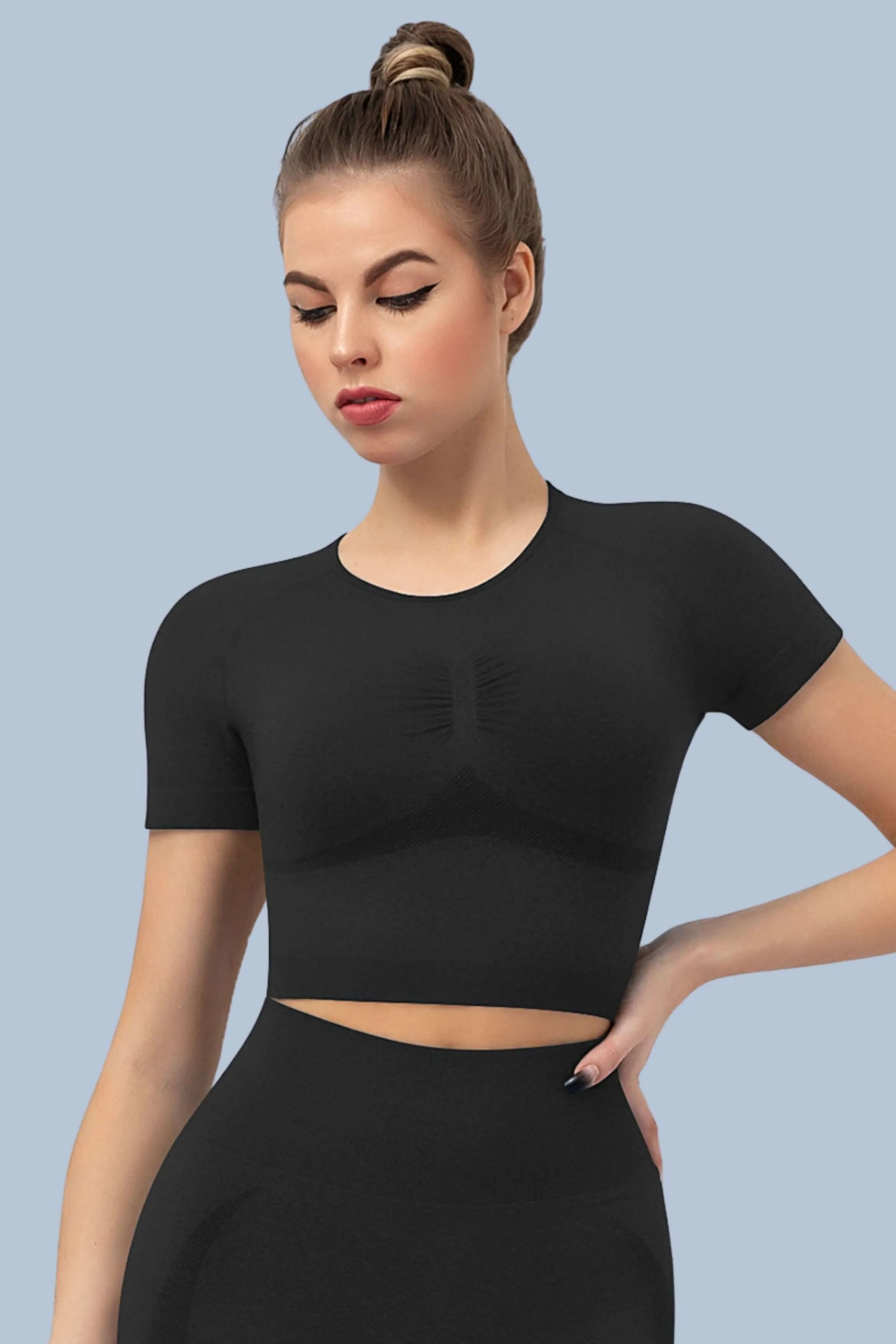 Superfit breathable Workout Crop Tops Short sleeves