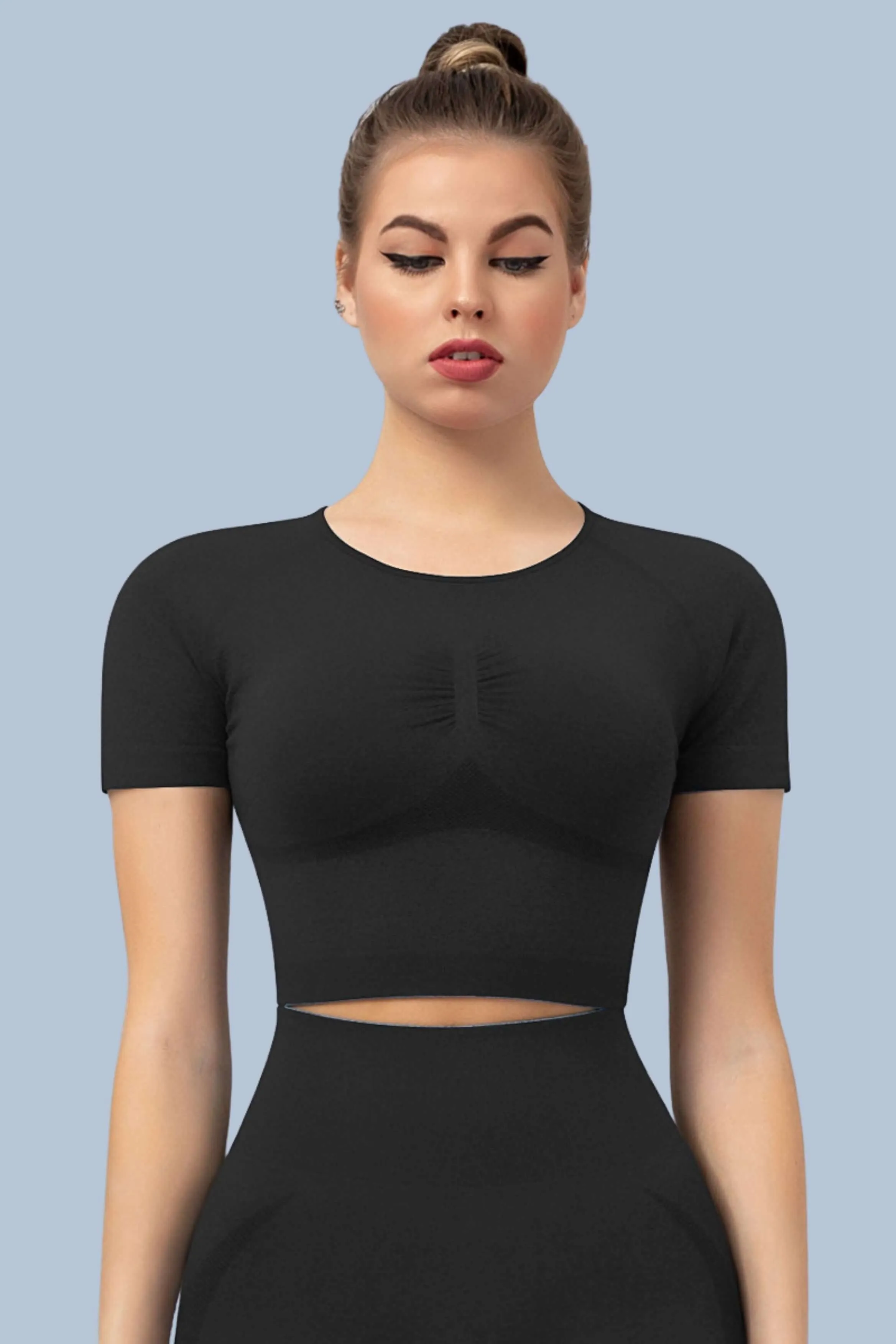 Superfit breathable Workout Crop Tops Short sleeves