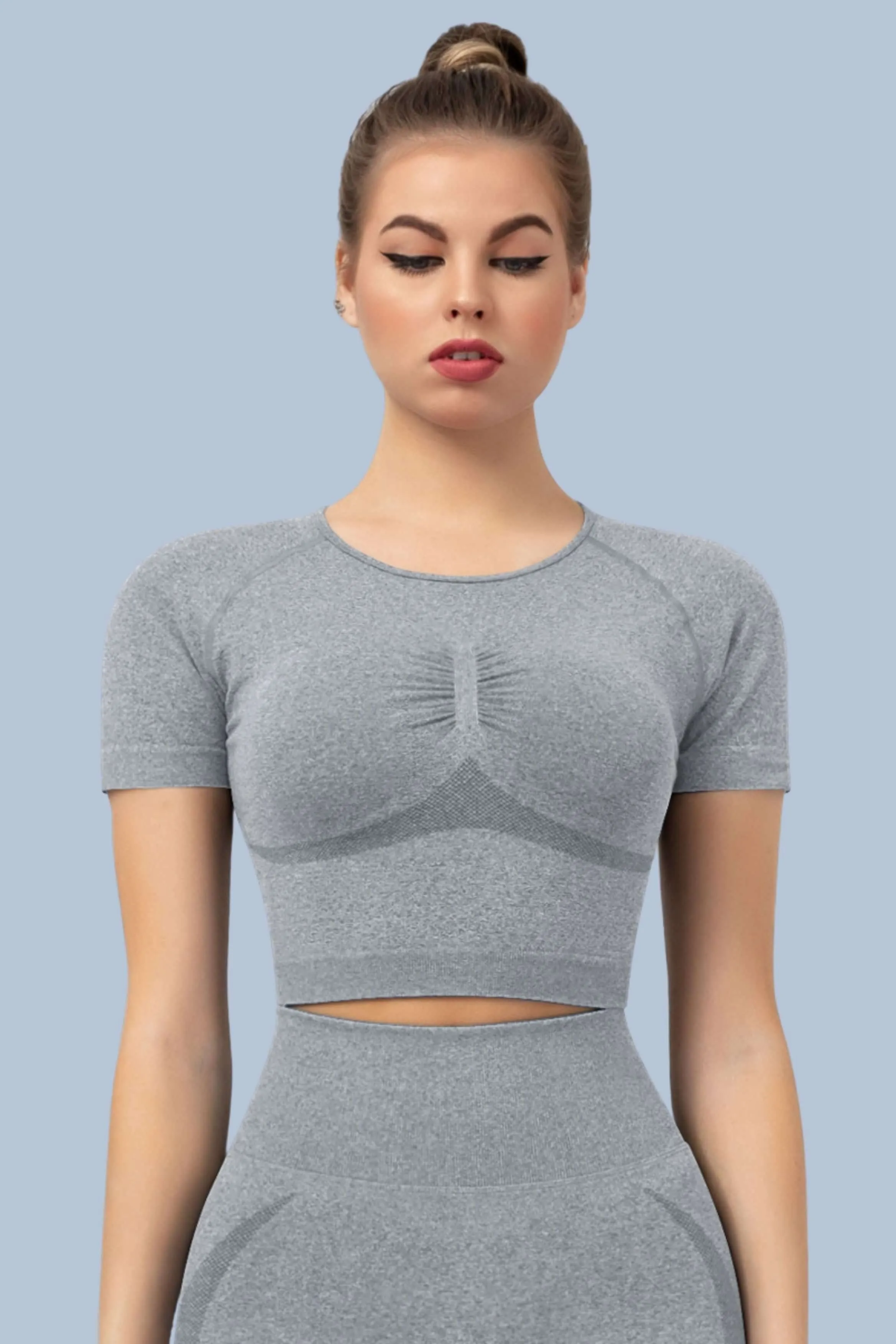 Superfit breathable Workout Crop Tops Short sleeves