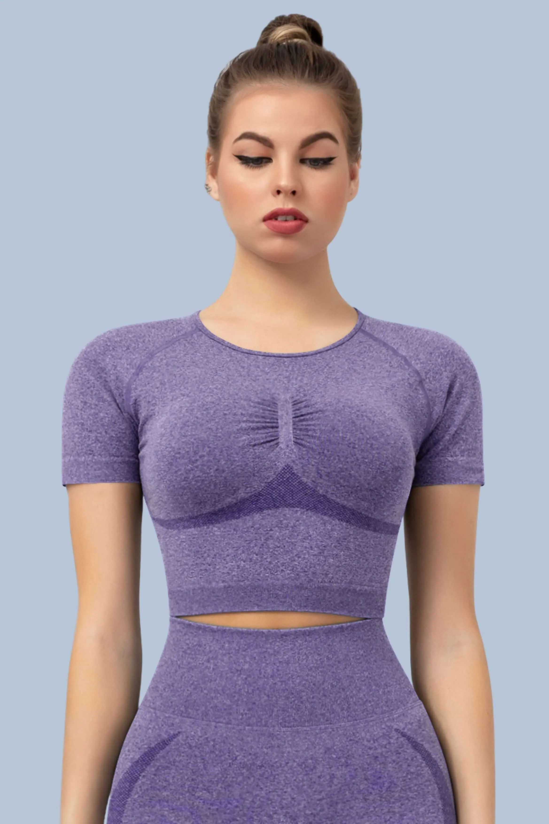 Superfit breathable Workout Crop Tops Short sleeves