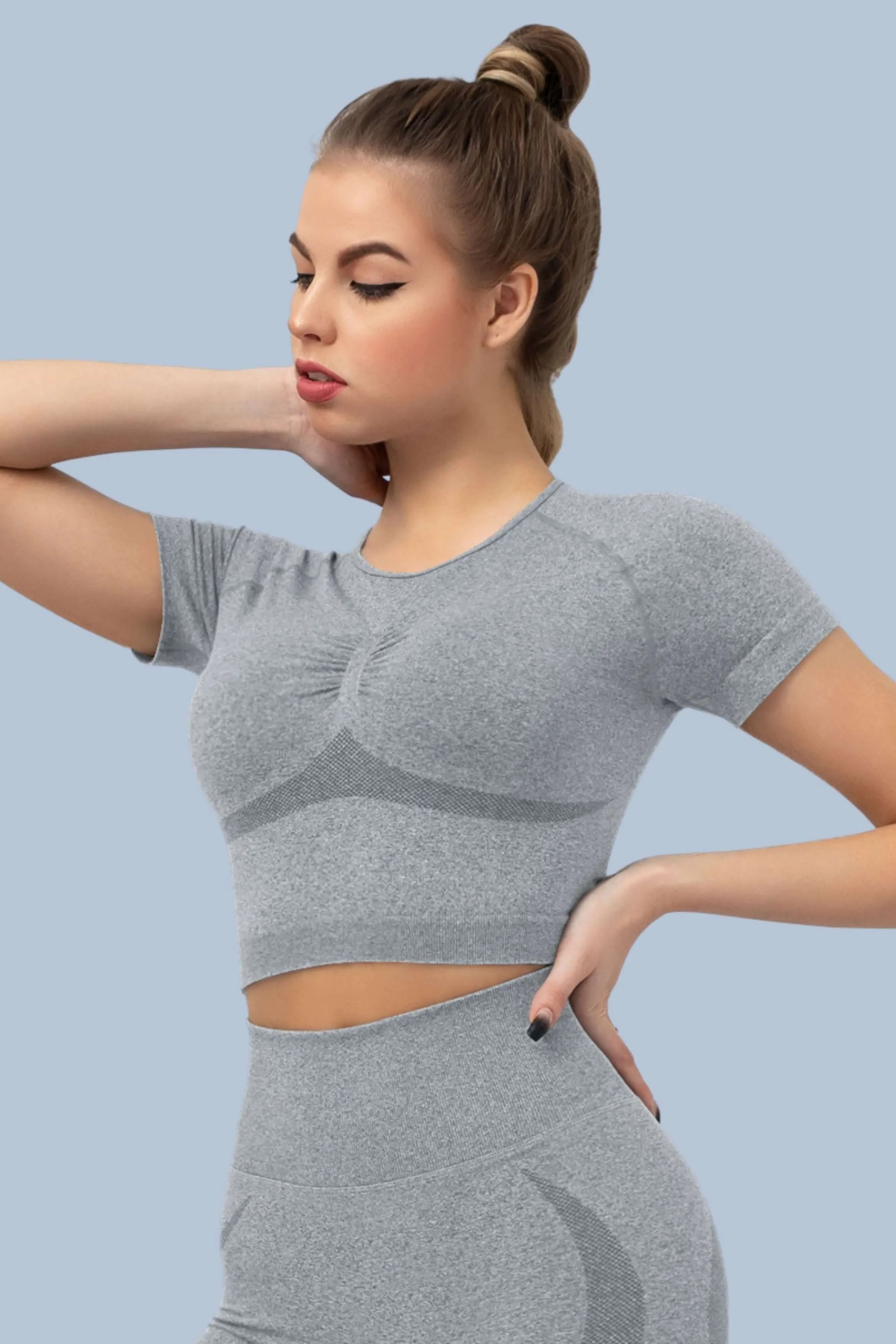 Superfit breathable Workout Crop Tops Short sleeves