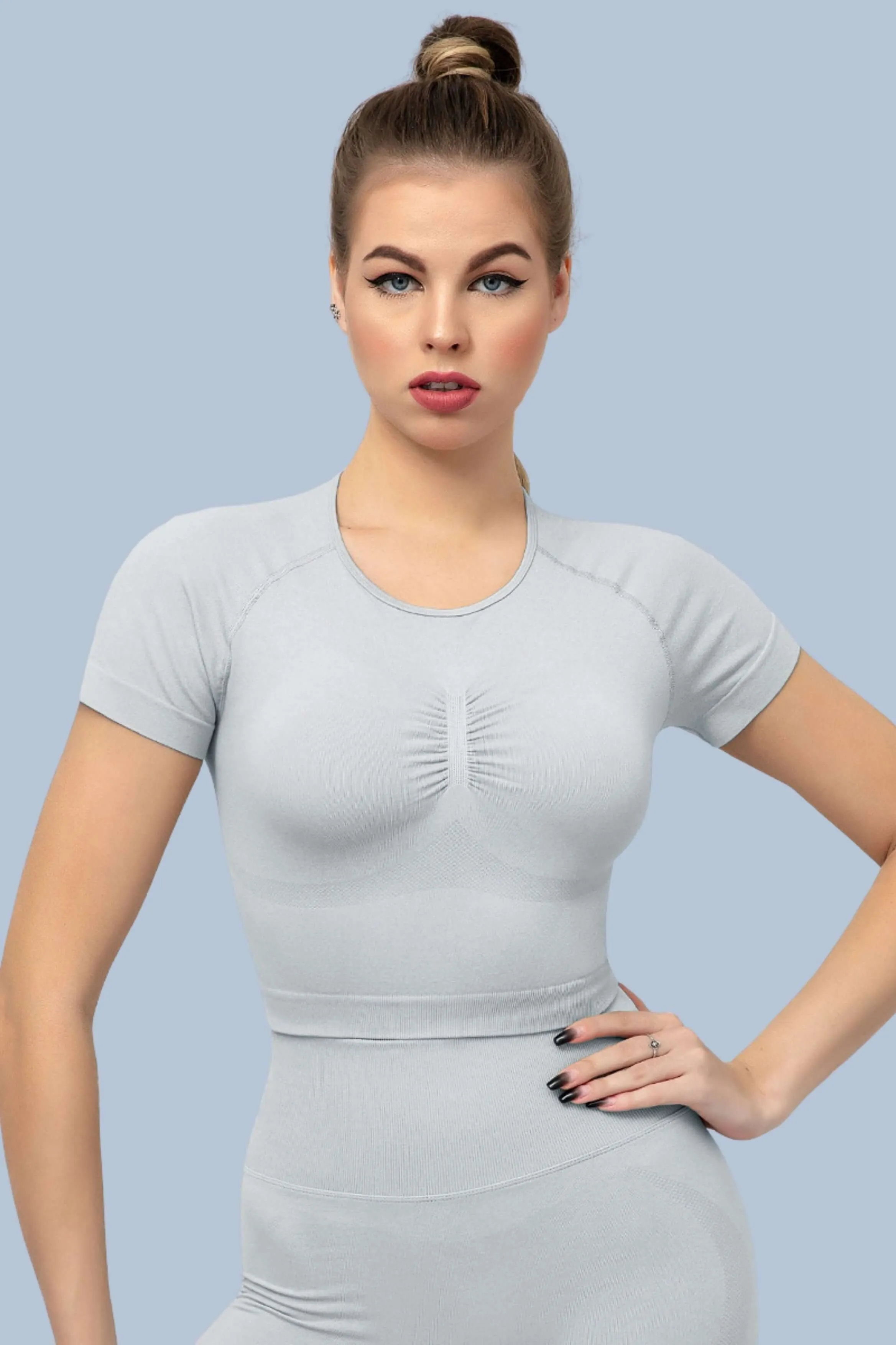 Superfit breathable Workout Crop Tops Short sleeves