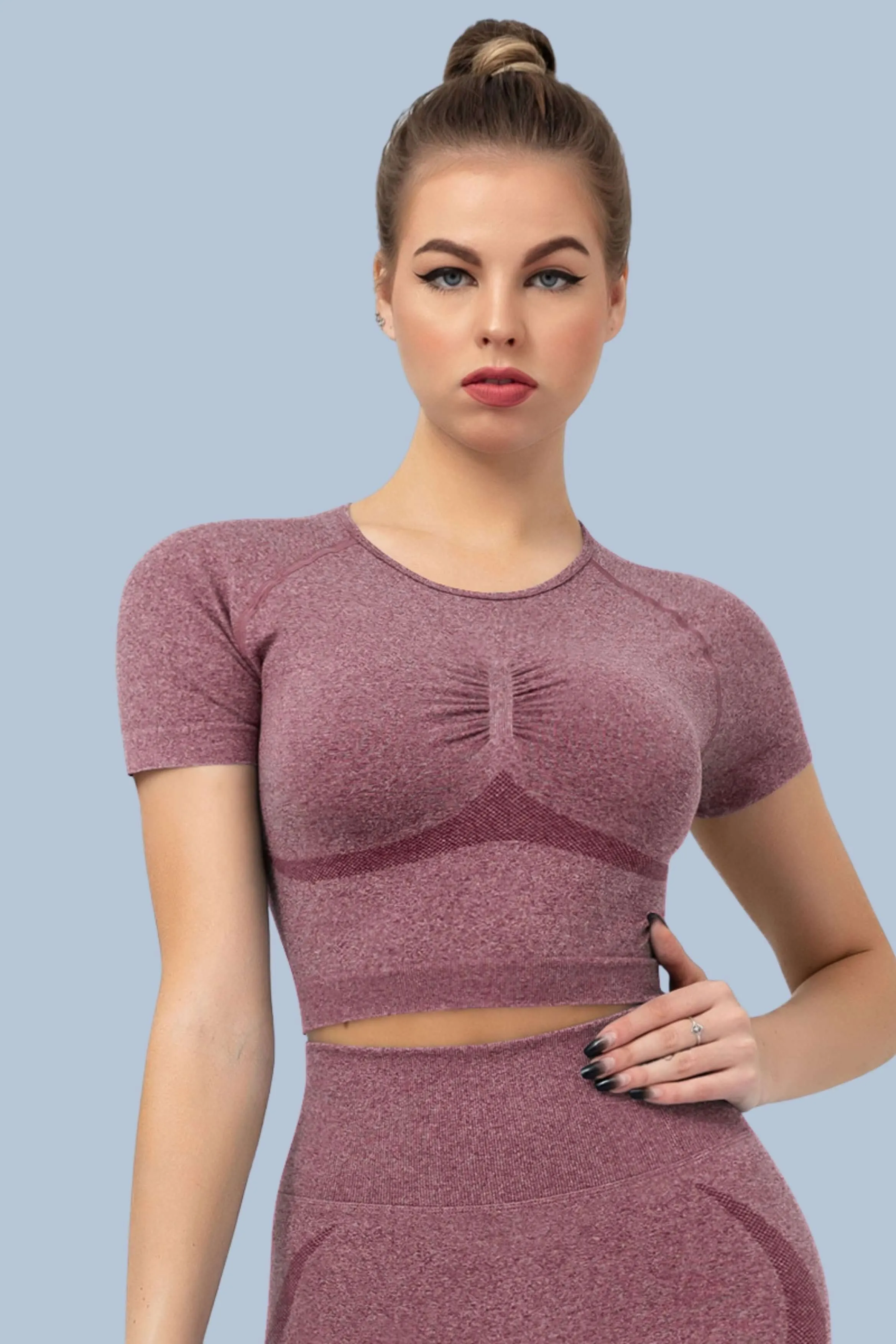 Superfit breathable Workout Crop Tops Short sleeves