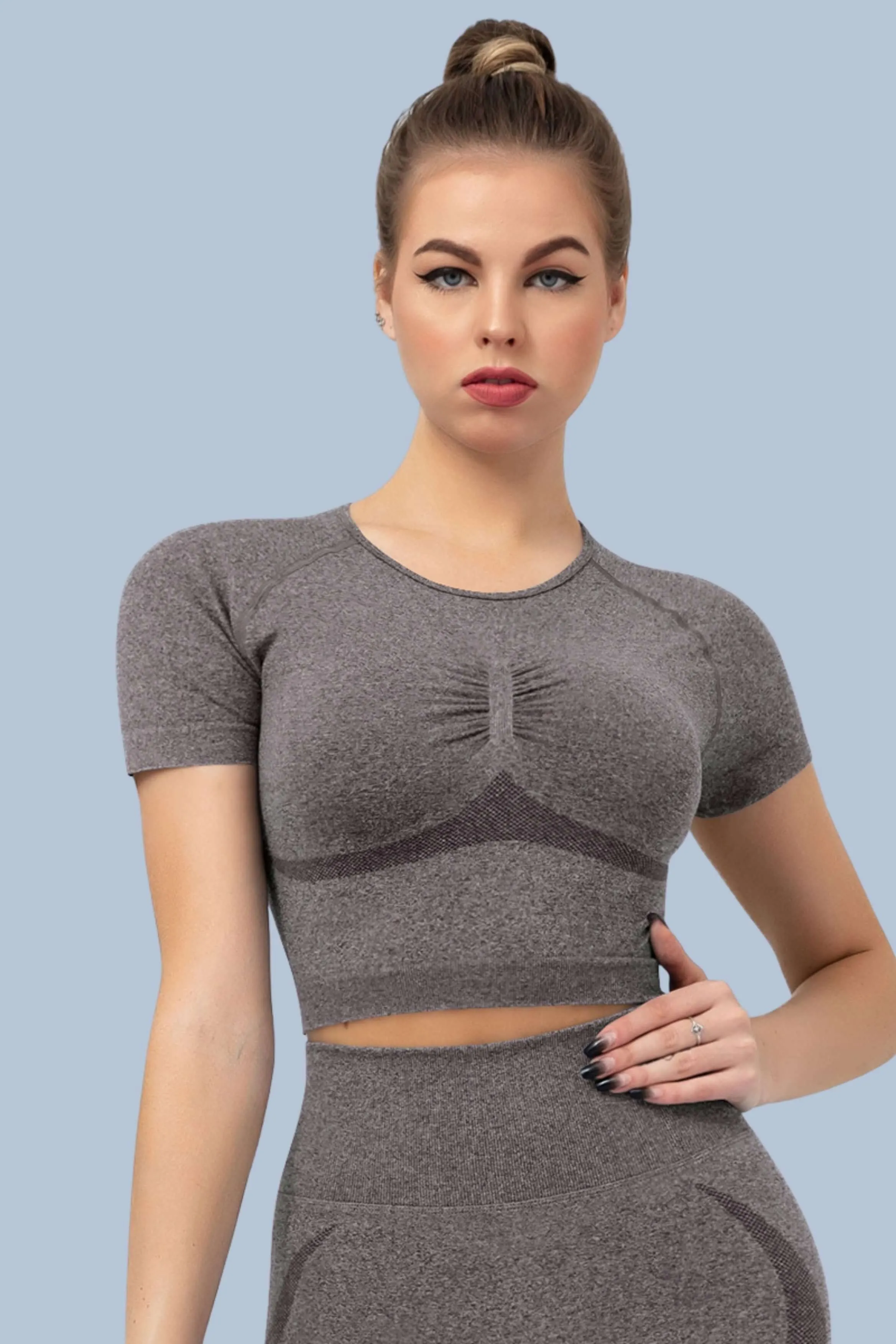 Superfit breathable Workout Crop Tops Short sleeves