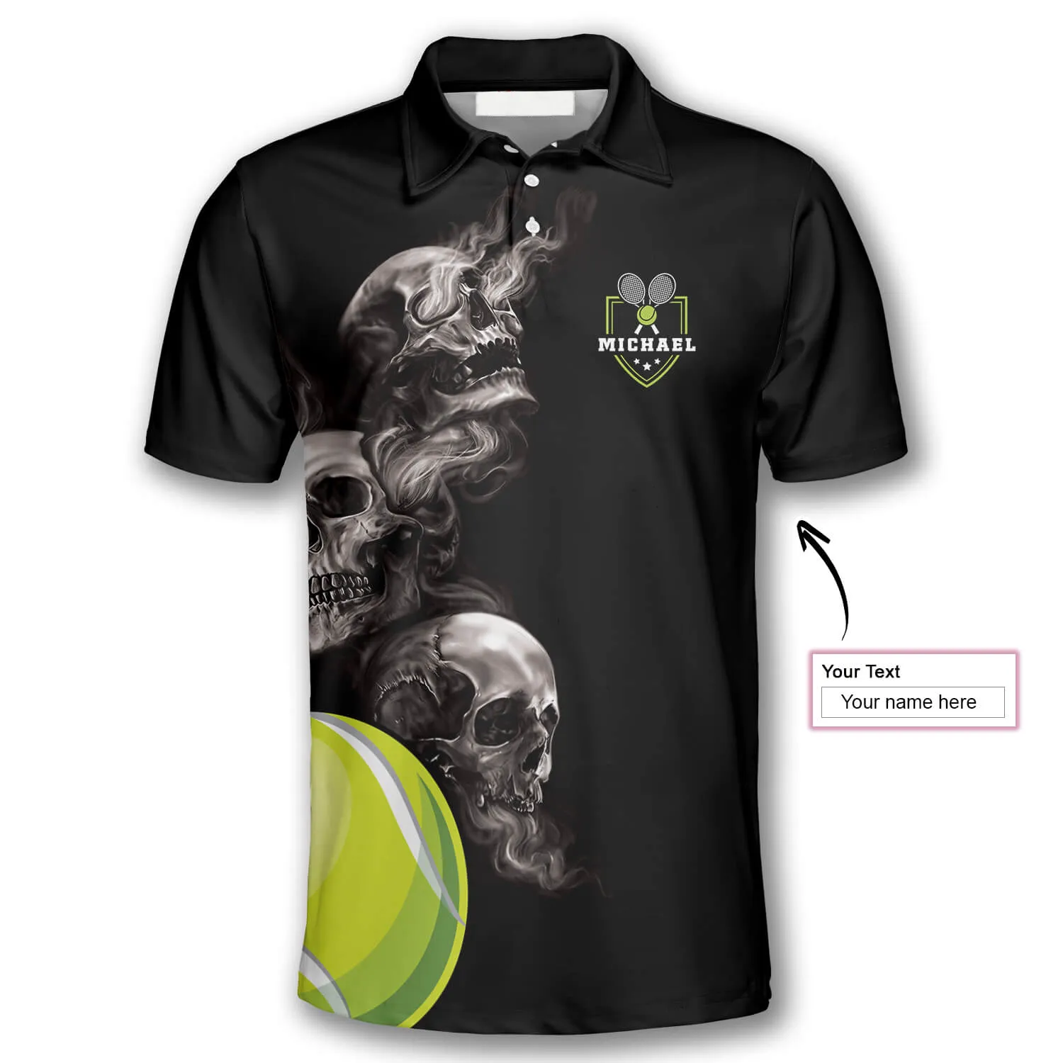 Tennis Hello Darkness My Old Friend Skull Custom Polo Tennis Shirts for Men