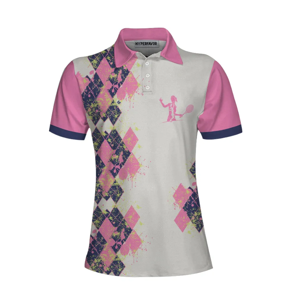 Tennis I Know I Play Like A Girl Short Sleeve Women Polo Shirt, White And Pink Tennis Shirt For Ladies, Gift For Tennis Players Coolspod