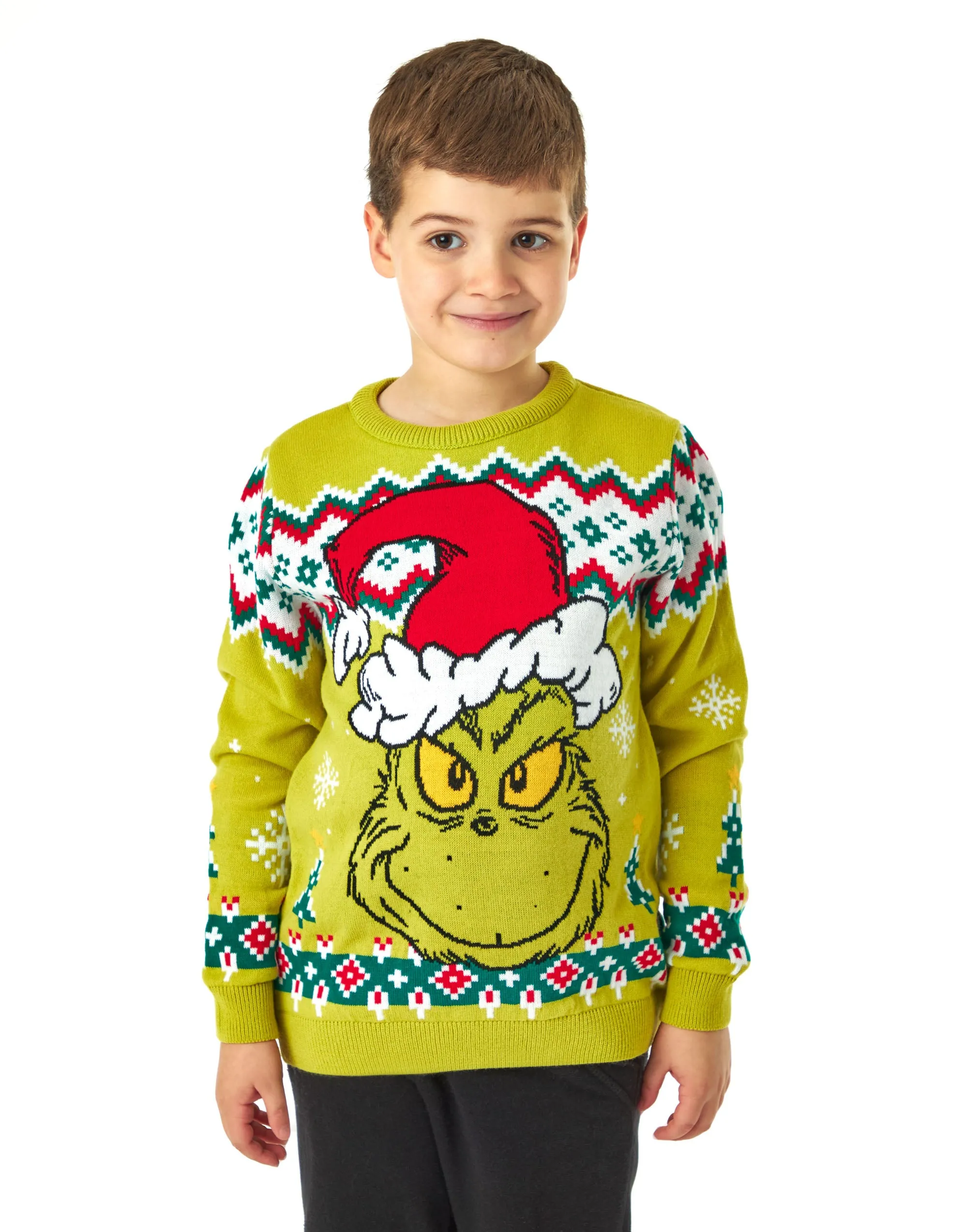 The Grinch Kids Green Knitted Christmas Jumper