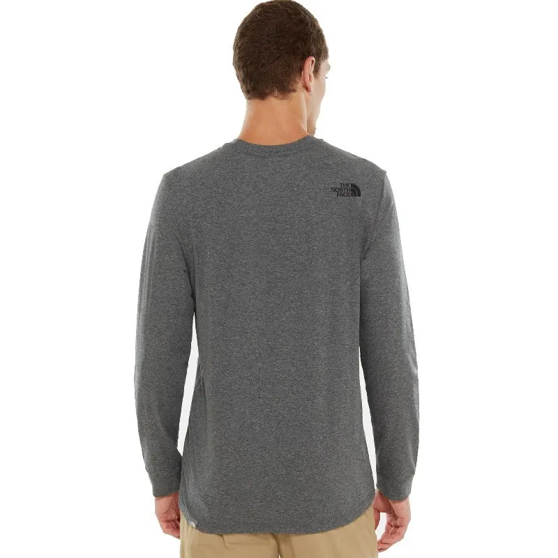 The North Face Simple Dome Men's Long Sleeve T-Shirt- Medium Grey