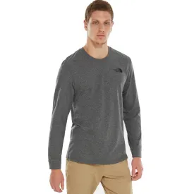 The North Face Simple Dome Men's Long Sleeve T-Shirt- Medium Grey