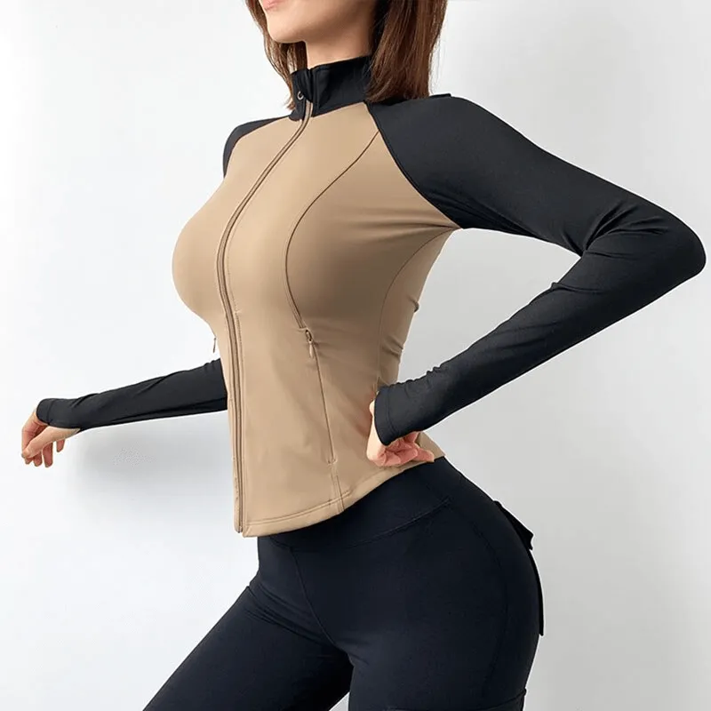 Two Color Tone Slim Sport Jacket / Long Sleeves Zip Fitness Clothes - SF1279