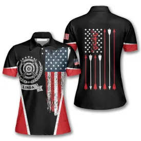 Vintage American Flag Emblem Custom Archery Shirts for Women, Archery Shirt, Flag Shirt