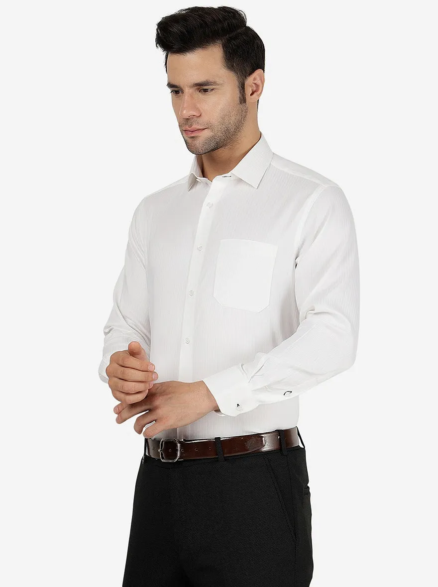 White Striped Slim Fit Party Wear Shirt | Greenfibre