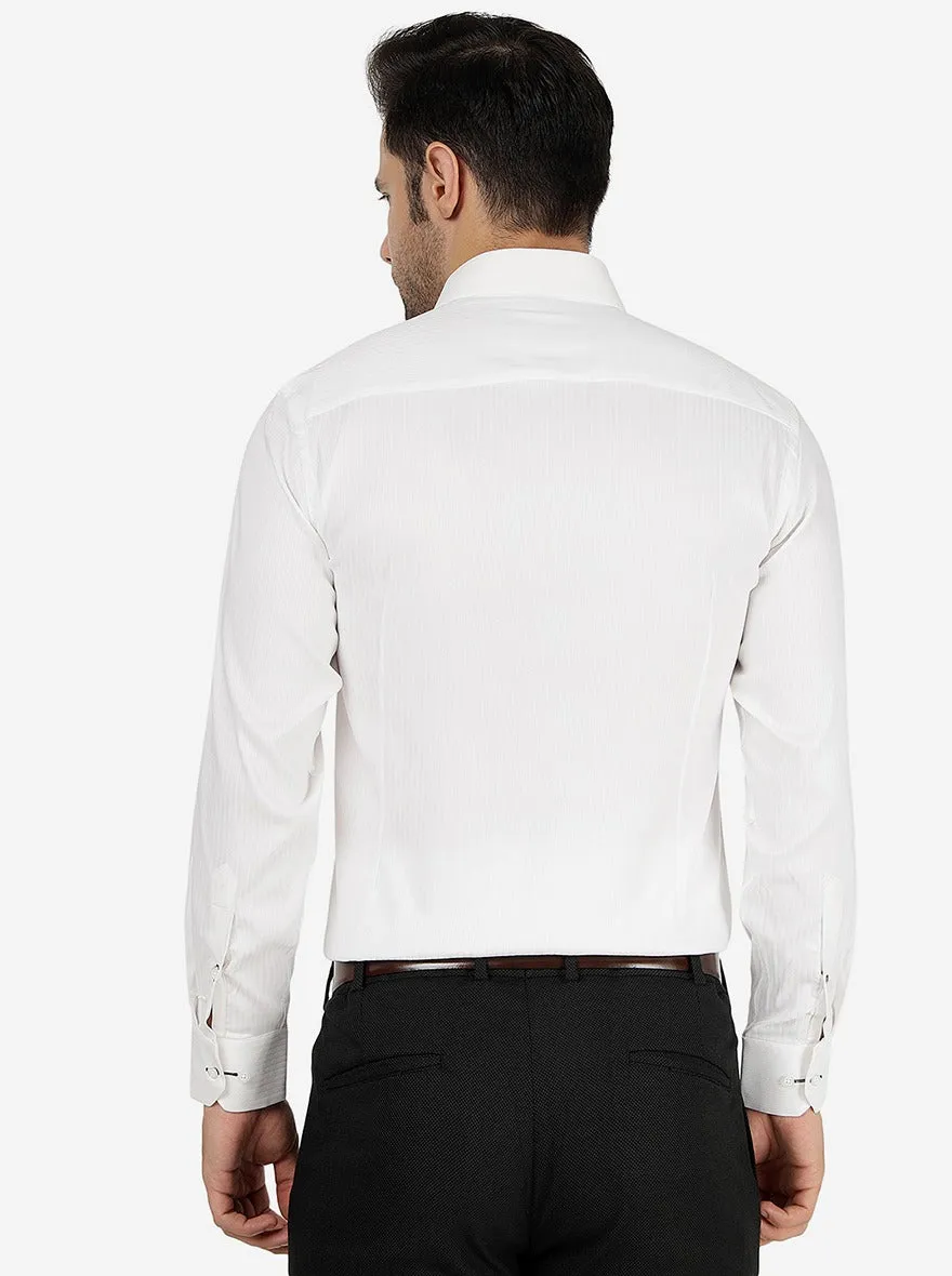 White Striped Slim Fit Party Wear Shirt | Greenfibre