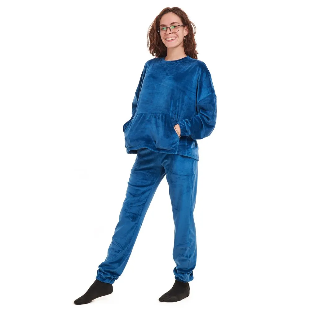 Women Winter Pajama Set Petroleum Sweatshirt   Pants