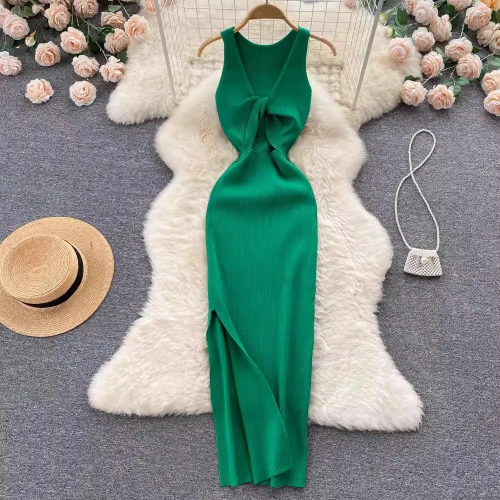 women's new sexy knitted fashionable two-wear knitted dress      S4506