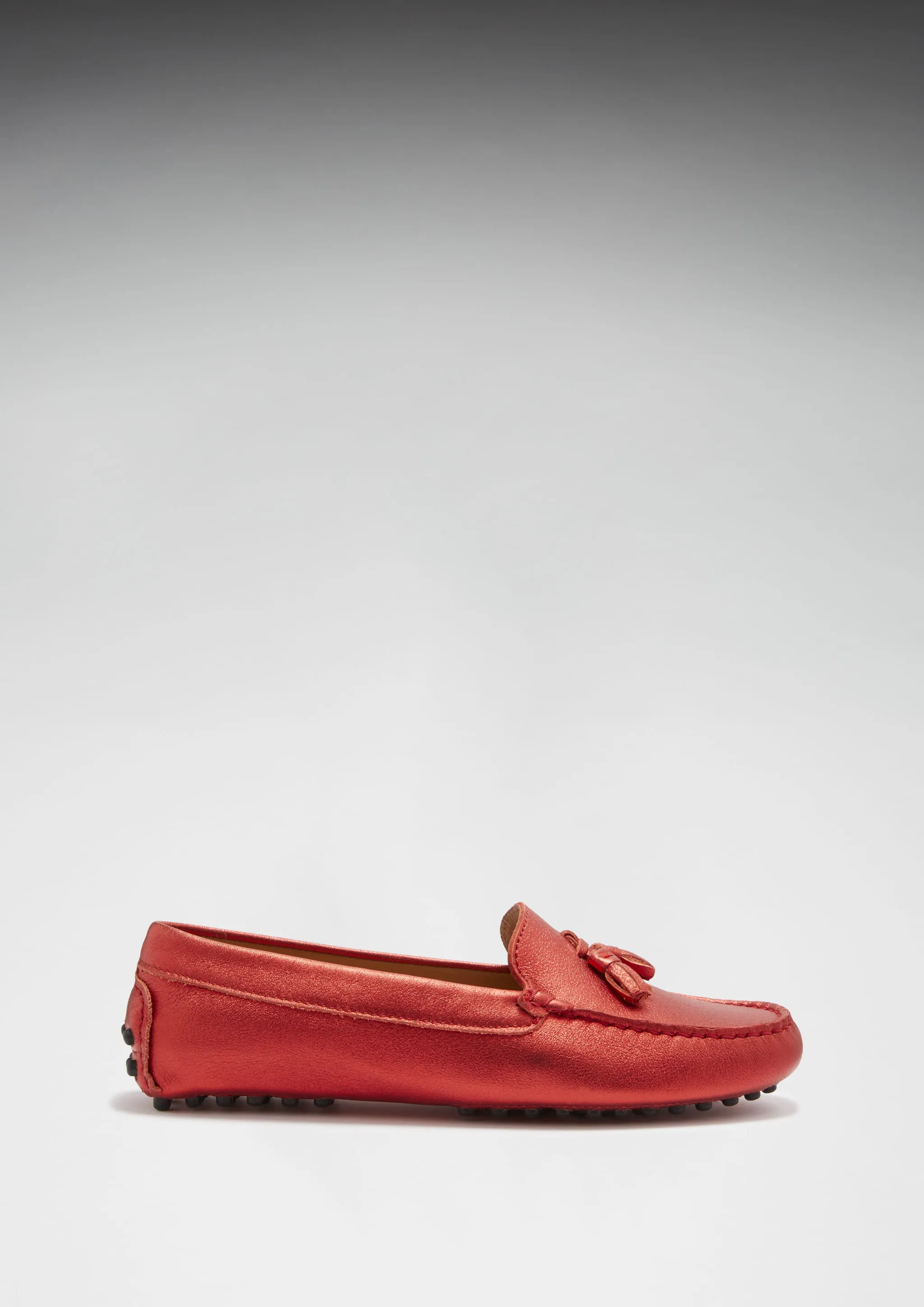 Women's Tasselled Driving Loafers, red metallic leather