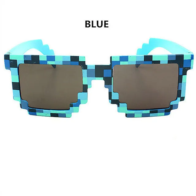 YOOSKE Minecraft Glasses 8 bit Pixel Women Men Sunglasses Female Male Mosaic Sun Glasses kids Boys Girls  Vintage