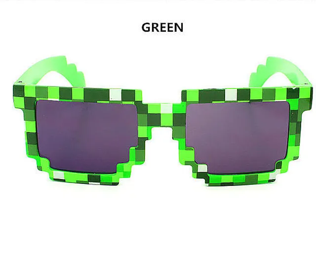 YOOSKE Minecraft Glasses 8 bit Pixel Women Men Sunglasses Female Male Mosaic Sun Glasses kids Boys Girls  Vintage